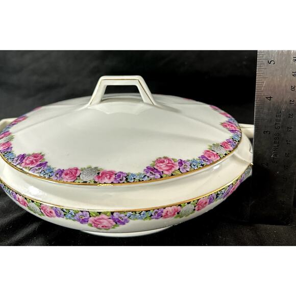 Schönwald Germany Lidded Casserole Dish Floral Vintage German Porcelain - Picture 9 of 9